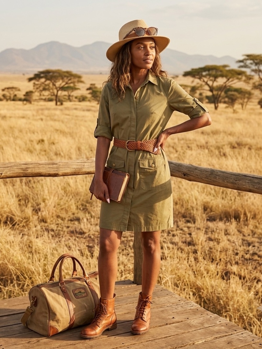 Ralph Lauren Olive Green Utility Shirt Dress